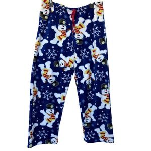 Frosty the Snowman Pajama Pants Womens L Blue Fleece Sleepwear Holiday